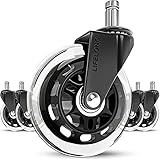 Genérico - Kit 5 Rodas Para Cadeira De Escritório, Pino 11mm, Giratório, Multi-superfície, Metal, 75mm X 25mm, 295 Kg