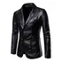 Gentleman Slim Fit Masculino Blazer Lapela Jaqueta Couro Pu