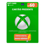 Gift Card Xbox Cartão Presente Microsoft Live R$ 60 Reais
