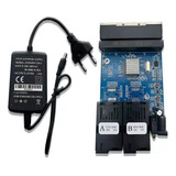 Gigabit Placa Rede Metro Gbic 1000m A / B + 4xrj45 Com Fonte