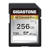 Gigastone Cartão Sd De 256 Gb V30 Sdxc Cartão De Memória De Alta Velocidade 4k Ultra Hd Uhd Vídeo Compatível Com Canon Nikon Sony Pentax Kodak Olympus Panasonic Câmera Digital, Com 1 Mini Capa