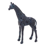 Girafa Decorativa Preto Detalhes Azul Estatua Enfeite