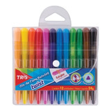 Giz De Cera 12 Cores Retrátil Twist Tris