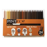 Giz De Cera Profissional Pintkor 24 Tons De Pele Cor Marrom claro