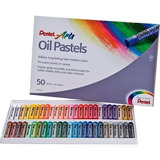 Giz Pastel Oleoso Com 50 Bastões   49 Cores    Pentel Arts