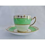 Gladston Antiga Xícara Chá Porcelana Inglesa Déco Verde 1924
