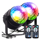 Globo Luz Led Rgb Giratório Festas Baladas Kit Com 2 Peças