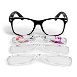 Glofx óculos De Encaixe: Efeitos De Difração De Lente De Encaixe Intercambiáveis | Armações Pretas Definitivas Com Linha De Prisma 3d, Lentes Caleidoscópio De Coração E Arco-íris Para Raves E