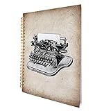 Golsoo Caderno Espiral Vintage De Capa Dura Para Máquina De Escrever 15 X 20 Cm, Caderno Espiral Para Escrever Notas De Estudo, 160 Páginas