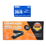 Grampeador De Papel Em Metal 11 5 Cm P 25 Fls   1000 Grampos