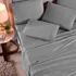 Grande Enxovais 100% Algodão Lençol Queen 4 Peças 200 Fios Premium Cor Cinza Desenho Do Tecido Liso