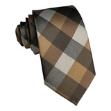 Gravata Xadrez Semi Slim Marrom Classica Diferenciada Social