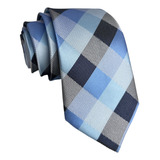 Gravata Xadrez Slim Azul