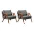 Gtd Nexxus Poltronas Decorativa Mona Cinza-escuro Conjunto 2 Amber Luxo Madeira Maciça Linho