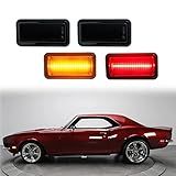 Gtinthebox Para Chevrolet Camaro Impala Nova Corvette El Camino Caprice Chevelle 1968 1969 Luz De Para-choque Lateral Para-choque Dianteiro Lente Fumê Led âmbar E Vermelho, 4 Peças