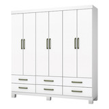 Guarda Roupa Casal D22 6 Portas 6 Gavetas Carioca Móveis Cor Branco