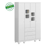 Guarda-roupa Móveis Peroba Uli 4pt Cor Branco De Mdf Com 4 Portas De Dobradiças