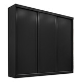 Guarda roupa Quarta Divisão Móveis Sevilha Cor Preto De Mdp Com 3 Portas Corrediças