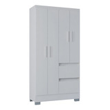 Guarda Roupa Solteiro 4 Portas 2 Gavetas Nápoles Poquema Cor Branco