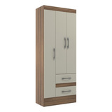 Guarda roupa Solteiro Nobre 3 Portas 2 Gavetas castanho off Cor Castanho off White