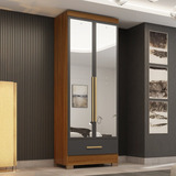 Guarda roupas 2 Portas 1 Gaveta Com Espelhos Smart Plus