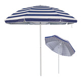Guarda Sol 260 Cm Alumínio Articulado Grande Praia Piscina Cor Listrado Azul