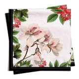 Guardanapo De Papel Flores Brancas Cromus 20 Unidades
