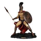 Guerreiro Leônidas Rei De Esparta Decorativa Resina Colorida