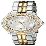 Guess Relógio Clássico De 38 Mm, Tom Prateado/dourado, Guess Relógio Feminino De Aço Inoxidável Com Detalhes Em Cristal