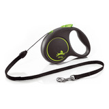 Guia Retrátil Cães Black Design 5m Suporta 12kg Corda Flexi Cor Verde
