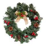 Guirlanda Natal C  Pinhas Laço Luxo 35cm Decoração Pendurar