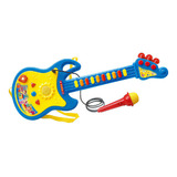 Guitarra De Brinquedo Com Microfone Azul Dm Toys Infantil