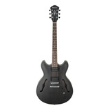 Guitarra Elétrica Ibanez As Artcore As53 Semi Hollow De Sapele Transparent Black Flat Fosco Com Diapasão De Nogueira