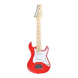 Guitarra Elétrica Infantil Class Clk10 Mini Strato De Tília Vermelha Brilhante Com Diapasão De Bordo