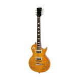 Guitarra Elétrica Para Canhoto Vintage Reissued Series V100afd De Mogno Flamed Amber Com Diapasão De Lignum Rosa