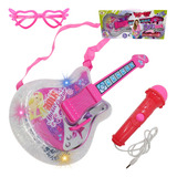 Guitarra Girls Rock Brinquedo Infantil Rosa Musical Menina