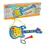 Guitarra Infantil Musical C/ Microfone P/ Cantar C Som E Luz