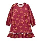 Guoche Pijama Infantil Para Meninas Com Enfeite Oriental Vermelho Chinês Vestido De Princesa 3-10t, Ornamento Oriental Vermelho Chinês, 3t
