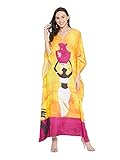 Gypsie Blu Feminino Kaftan Kimono Maxi Style Vestido Feminino Plus Size Tribal Caftan Maiô Longo (amarelo), Amarelo, One Size Plus