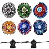 Gyros 6 Pack Bey Burst Battling Tops Metal Fusion Starter Set With Stickers Two Launchers