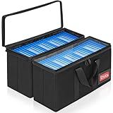 Gyxz Estojo De Armazenamento De Dvd Pacote Com 2 - 39,4 Cm X 14,5 Cm X 20,3 Cm, Cada Recipiente Comporta 25 Dvds (total De 50 Dvds), Portátil E De Grande Capacidade Com Alças De Transporte De Capa
