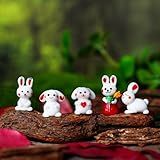 H D HYALINE DORA 5 Peças Mini Estatueta De Coelho De Vidro Soprado Ornamento De Coelho Arte De Cristal Animais Colecionáveis Primavera Coelhinho Da Páscoa Decoração