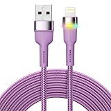 H MASTON Cabo USB Para Lightning Cabo Carregador 20W Com Luz LED Compatível Com IPhone IPad IOS VIOLETA 2M 