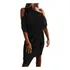 H Vestido Feminino Sólido Sem Alças, Renda Oca, Bandagem
