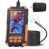 H2 Life Câmera Endoscópica Com Luz Câmera De Inspeção De Boroscópio Lente Dupla Com Luz Led 1080P Tela Ips De 4-5- Ip68 À Prova D-Água Câmera De Cobra De Esgoto De 8 Mm- 16-5 Pés- Bateria De 3500 Mah-