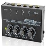 HA400 Amplificador De áudio Estéreo Metálico De 4 Canais Mini Amplificador De áudio Para Fone De Ouvido Com Adaptador De Energia De 12V 1A Saída De Fone De Ouvido TRS De 1 10 2 Cm E Entrada De