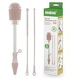 Haakaa Kit De Escova De Limpeza De Silicone   Escovas De Limpeza Doméstica Para Garrafas E Fendas   Silicone De Grau Alimentar  Seguro Para Lava Louças  Kit Blush 