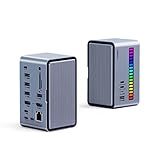 Hagibis Estação De Ancoragem USB C Com Monitor Duplo Tira De LED Adaptador USB C Hub Tipo C Com HDMI Gabinete SSD M 2 Fornecimento De Energia De 100 W USB 3 1 Ethernet SD TF