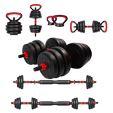 Halter Anilha Barra Kettlebell Kit Pesos Musculação 6 Em 1 - 30kg Yangfit