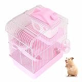 Hamster Habitat, Fácil De Instalar Hamster Gaiola 2 Camadas Portátil Para Pequenos Animais (rosa)
